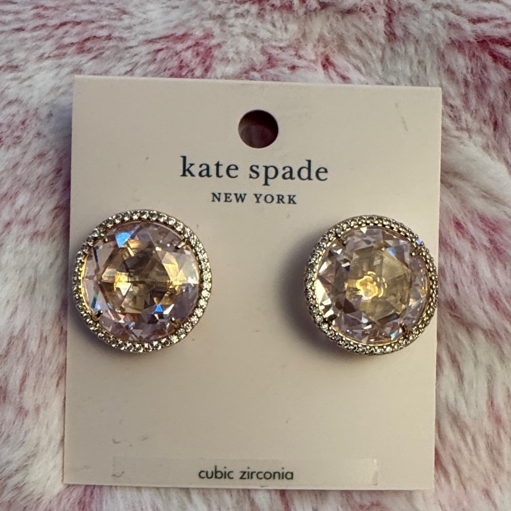 Kate Spade Gold and Pink Crystal Earrings